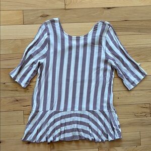 Orange Creek White and Blue Peplum Blouse